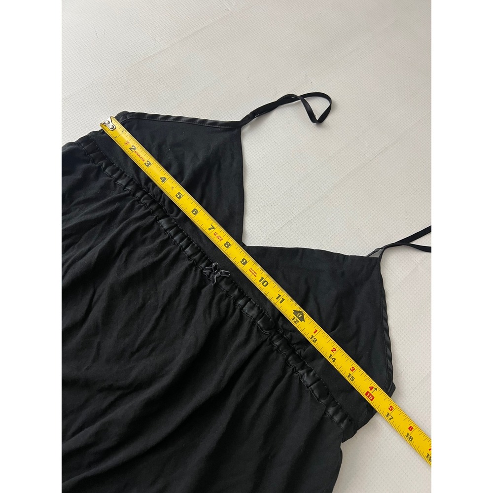 Aerie Babydoll Chemise Dress Size Large Black Satin Trim Bow Pockets - Picture 3 of 9